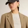 Weißes Damen-T-Shirt mit Aufdruck auf der Vorderseite