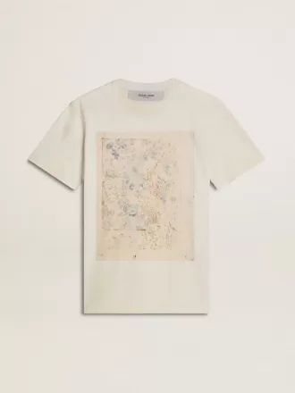 Weißes Damen-T-Shirt mit Blumenprint