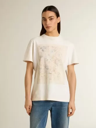 Weißes Damen-T-Shirt mit Blumenprint
