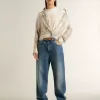 Weißes Damen-T-Shirt mit Blumenprint