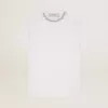 Weißes Damen-T-Shirt mit Cabochon-Kristallen
