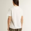 Weißes Damen-T-Shirt mit schwarzem Aufdruck auf der Brust