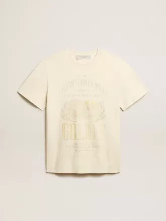 Weißes Herren-T-Shirt aus Baumwolle mit Print auf der Vorderseite