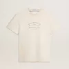 Weißes Herren-T-Shirt im Vintage-Look mit Aufdruck auf der Vorderseite