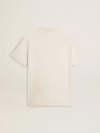 Weißes Herren-T-Shirt im Vintage-Look mit Aufdruck auf der Vorderseite