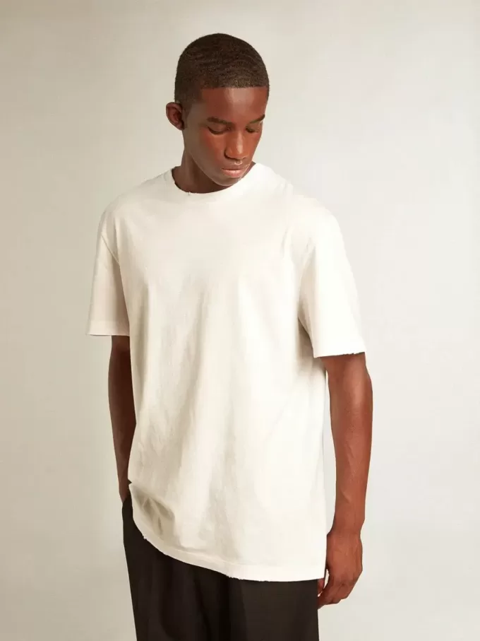 Weißes Herren-T-Shirt mit Distressed-Effekt