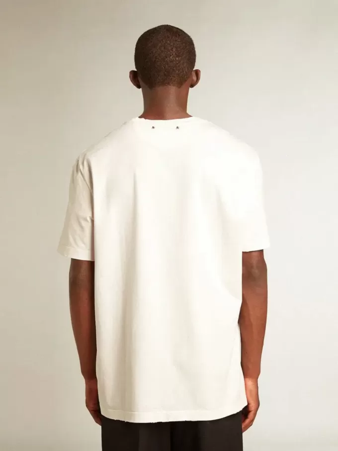 Weißes Herren-T-Shirt mit Distressed-Effekt