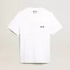Weißes Herren-T-Shirt mit dunkelblauem Stern auf dem Rücken