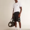Weißes Herren-T-Shirt mit dunkelblauem Stern auf dem Rücken