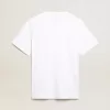 Weißes Herren-T-Shirt mit dunkelblauem Stern auf der Vorderseite Weißes Herren-T-Shirt mit dunkelblauem Stern auf der Vorderseite