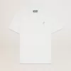 Weißes Herren-T-Shirt mit silbernem Glitzerstern auf der Vorderseite