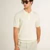 Weißes Jacquard-Strick-Poloshirt für Herren