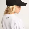 Weißes Langarm-T-Shirt mit kontrastierenden schwarzen Sternen