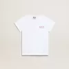 Weißes Mädchen-T-Shirt mit rosa Glitzerlogo und Maxi-Stern