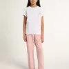 Weißes Mädchen-T-Shirt mit rosa Glitzerlogo und Maxi-Stern