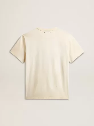 Weißes T-Shirt für Herren aus Baumwolle mit Golddruck