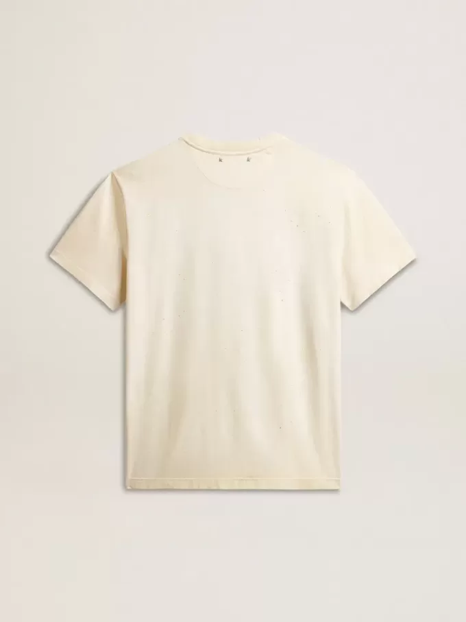 Weißes T-Shirt für Herren aus Baumwolle mit Golddruck Weißes T-Shirt für Herren aus Baumwolle mit Golddruck