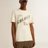 Weißes T-Shirt für Herren aus Baumwolle mit Golddruck Weißes T-Shirt für Herren aus Baumwolle mit Golddruck