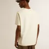 Weißes T-Shirt für Herren aus Baumwolle mit Golddruck Weißes T-Shirt für Herren aus Baumwolle mit Golddruck