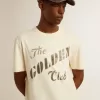 Weißes T-Shirt für Herren aus Baumwolle mit Golddruck Weißes T-Shirt für Herren aus Baumwolle mit Golddruck