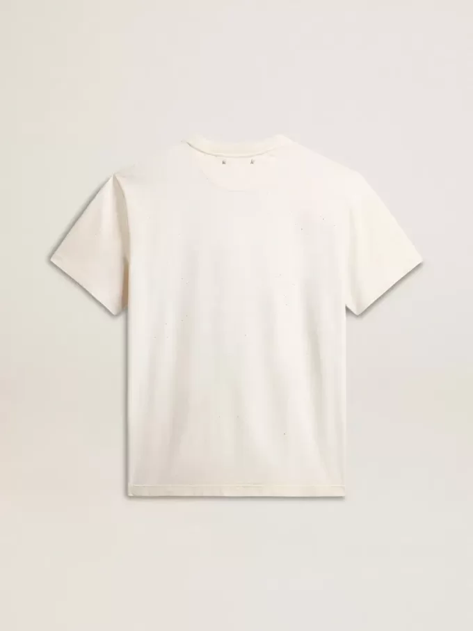 Weißes T-Shirt für Herren aus Baumwolle mit Golddruck Weißes T-Shirt für Herren aus Baumwolle mit Golddruck