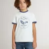 Weißes T-Shirt für Jungen mit blauem Aufdruck Weißes T-Shirt für Jungen mit blauem Aufdruck