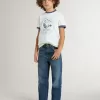 Weißes T-Shirt für Jungen mit blauem Aufdruck Weißes T-Shirt für Jungen mit blauem Aufdruck