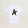 Weißes T-Shirt für Jungen mit kontrastierendem dunkelgrünem Logo und Stern