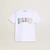 Weißes T-Shirt für Jungen mit mehrfarbigem Golden-Aufdruck