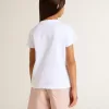Weißes T-Shirt für Mädchen mit rosa Glitzer und goldener Schrift Weißes T-Shirt für Mädchen mit rosa Glitzer und goldener Schrift