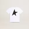Weißes T-Shirt mit kontrastierendem schwarzem Logo und Stern Weißes T-Shirt mit kontrastierendem schwarzem Logo und Stern