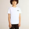 Weißes T-Shirt mit kontrastierendem schwarzem Logo und Stern Weißes T-Shirt mit kontrastierendem schwarzem Logo und Stern