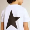 Weißes T-Shirt mit kontrastierendem schwarzem Logo und Stern Weißes T-Shirt mit kontrastierendem schwarzem Logo und Stern