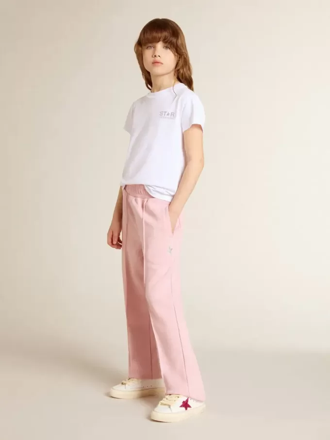 Weißes und silbernes T-Shirt mit Logo und Maxi-Stern in silbernem Glitzer Weißes und silbernes T-Shirt mit Logo und Maxi-Stern in silbernem Glitzer