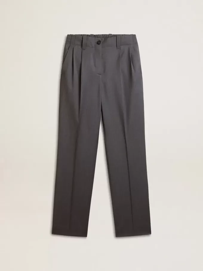 Weite Damenhose aus babyblauer Wolle Weite Damenhose aus babyblauer Wolle