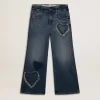 Weite Jeans für Mädchen aus blauem Denim
