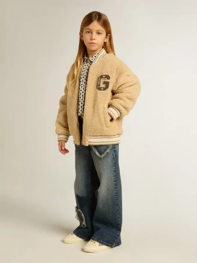 Weite Jeans für Mädchen aus blauem Denim