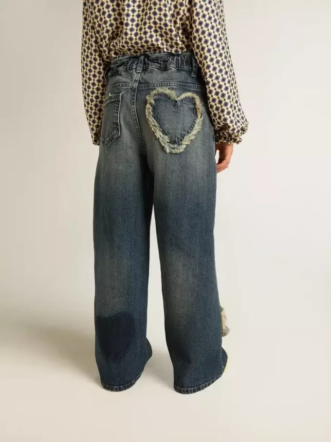 Weite Jeans für Mädchen aus blauem Denim