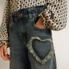 Weite Jeans für Mädchen aus blauem Denim