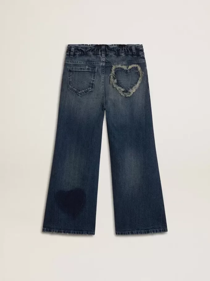 Weite Jeans für Mädchen aus blauem Denim