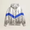 Windjacke für Damen aus silbernem Funktionsmaterial Windjacke für Damen aus silbernem Funktionsmaterial