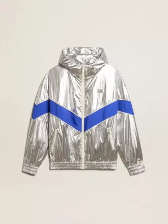 Windjacke für Damen aus silbernem Funktionsmaterial