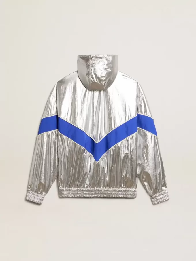Windjacke für Damen aus silbernem Funktionsmaterial Windjacke für Damen aus silbernem Funktionsmaterial