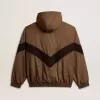 Windjacke in Beige und Schwarz mit Hahnentrittmuster