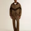 Windjacke in Beige und Schwarz mit Hahnentrittmuster