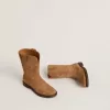 Wish Junior Stiefel aus kamelfarbenem Wildleder mit Sternstickerei