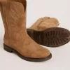 Wish Junior Stiefel aus kamelfarbenem Wildleder mit Sternstickerei