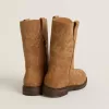 Wish Junior Stiefel aus kamelfarbenem Wildleder mit Sternstickerei