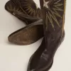 Wish Star Damenstiefel aus schwarzem Leder mit platinlaminiertem Leder-Stern-Einsatz