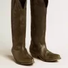 Wish Star Damenstiefel aus schwarzem Leder mit Sternstickerei Wish Star Damenstiefel aus schwarzem Leder mit Sternstickerei